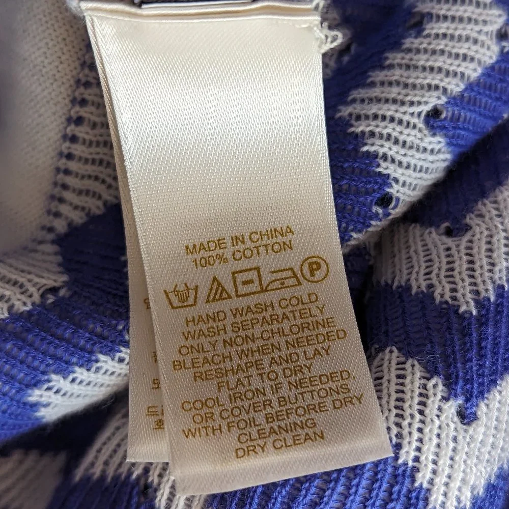 Kate Spade Blue & White Striped Cardigan Sweater